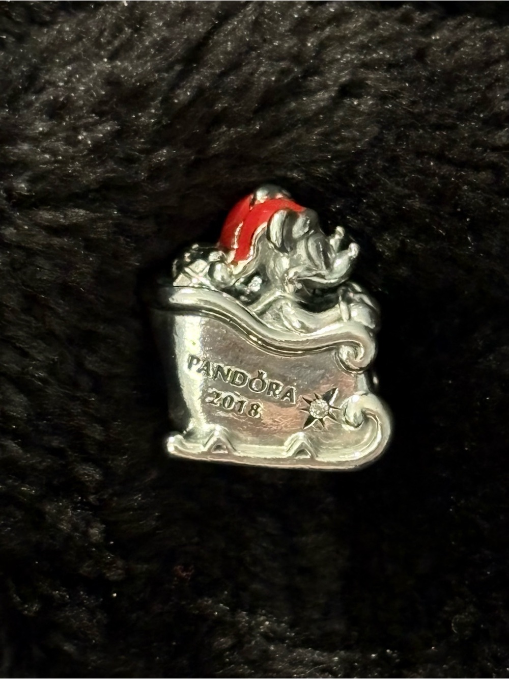 Pandora Disney Parks 2018 Holiday Santa Mickey & Minnie Sleigh Charm - Sterling
